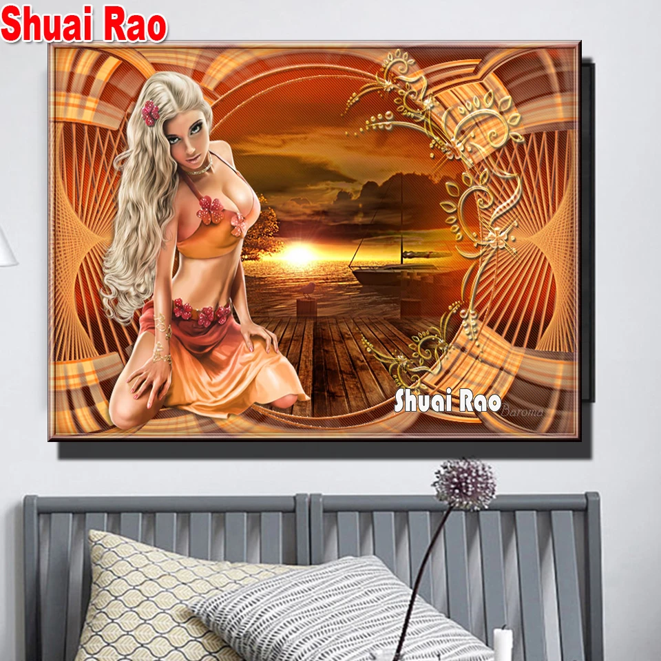 

Diamond puzzle 5d diamond mosaic"Pretty Girl"diamond painting cross stitch embroidery full round drill Portrait Art,2021 Gift
