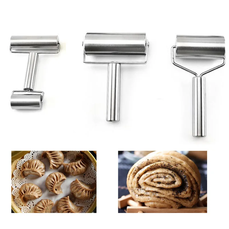 

Stainless Steel Rolling Pin,Kitchen Utensils Fondant Roller,for Dough,Pizza,Pie,Pastries,Pasta and Cookies,3 Style