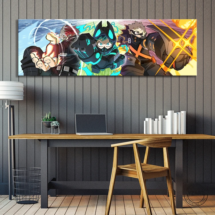 

Новый дизайн, длинная картина, аниме Моя геройская академия, аниме постер IZUKU & KATSUKI & SHOUTO, холст, настенная живопись, декор комнаты