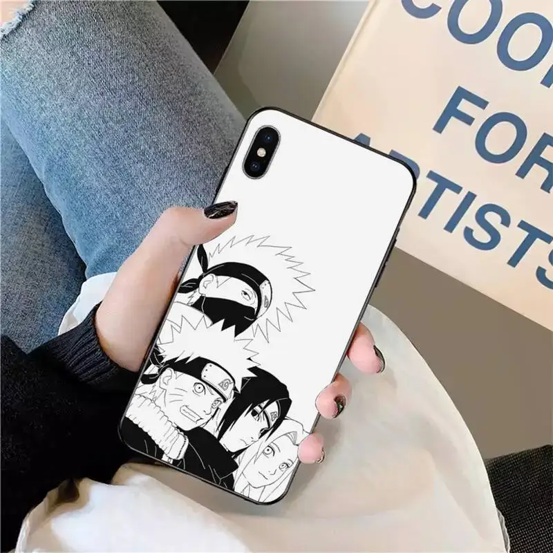 

Black White Naruto Sasuke Kakashi Phone Case for iPhone 11 12 pro XS MAX 8 7 6 6S Plus X 5S SE 2020 XR mini
