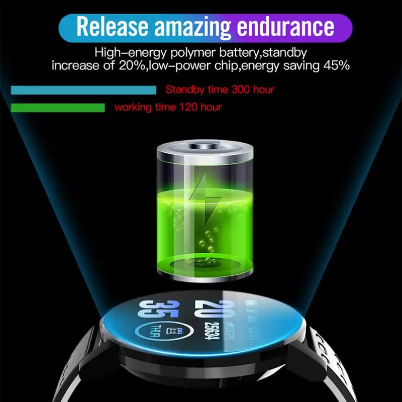 

119 Plus Men Women Round Smart Watch Bluetooth Smartwatch Android IOS Heart Rate Blood Pressure Monitor Fitness Smart Bracelet