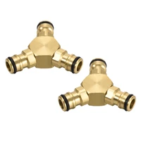 uxcell 2 pcs brass tee quick connector 3 way hose pipe adapter fitting coupling joiner for garden hosescamperfaucet