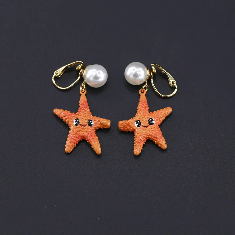 

Enamel enamel smile little starfish earrings ocean wind earrings ear clips