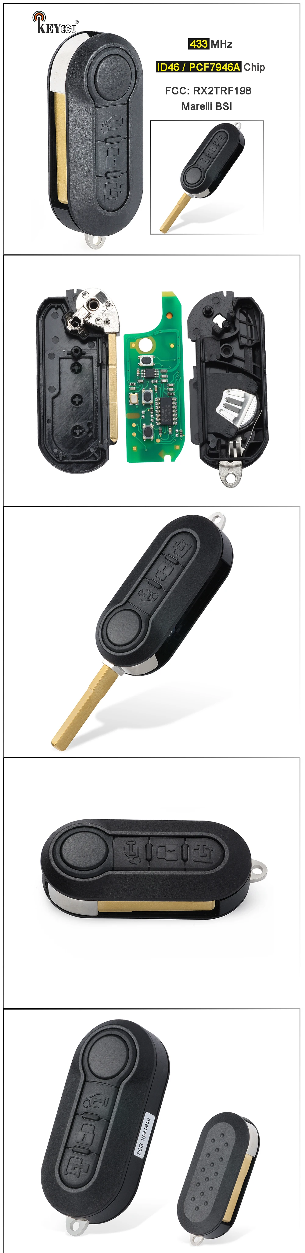 Keyforkess 433MHz ID46 Chip Marelli BSI FCC: muslimp Remote Key Fob per Fiat 500L MPV Ducato Citroen Jumper Peugeot Boxer - H28a76fc6b62c46509632184028c08960s