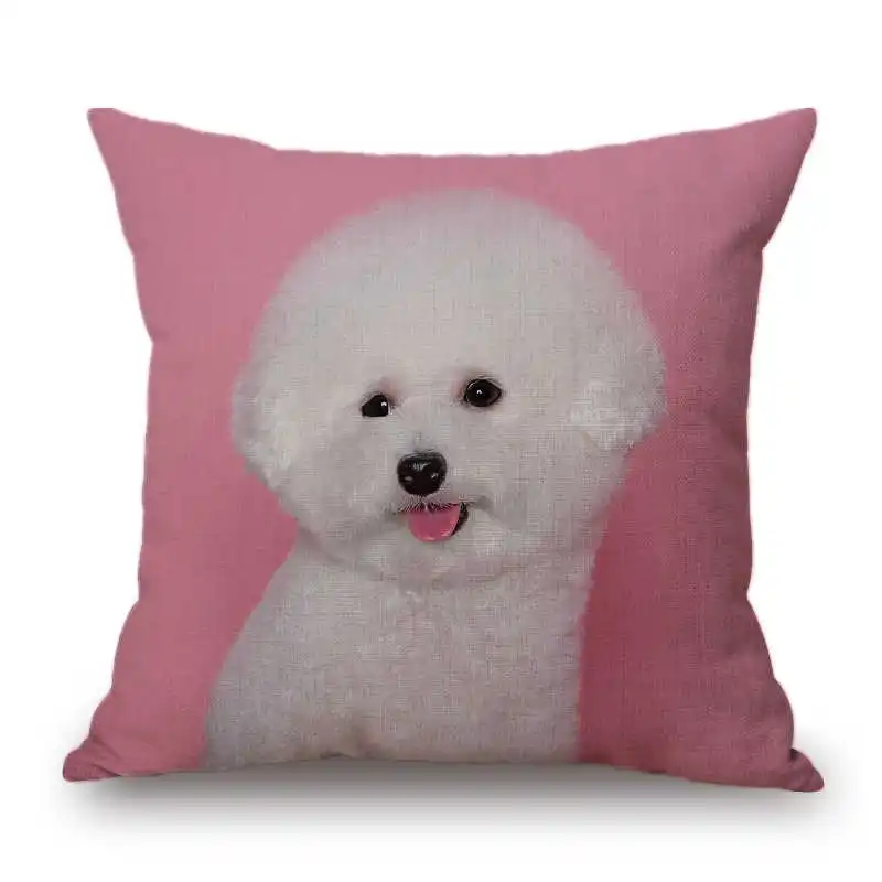 Bichon Frise, хлопковый льняной чехол для подушки, дивана, поясная наволочка, домашний декор