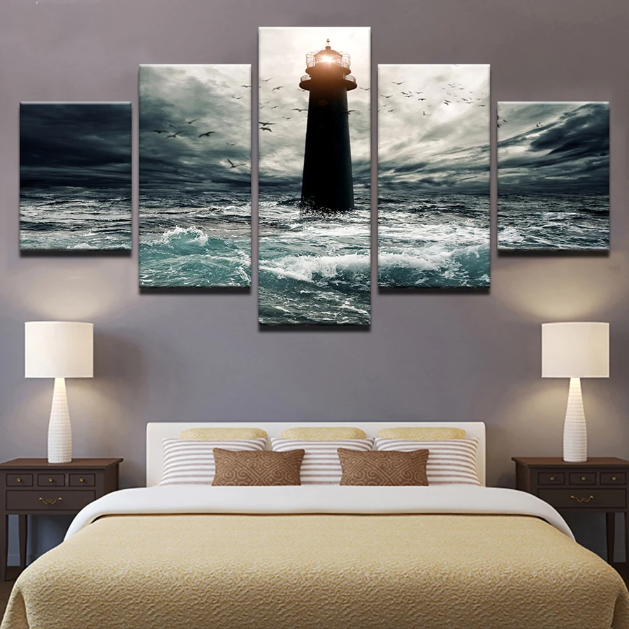 

5 Panel Lighthouse Seaview Diamond Painting Full Square Round Drill DIY Diamond Embroidery Sale Mosaic Needlework decor AA2105