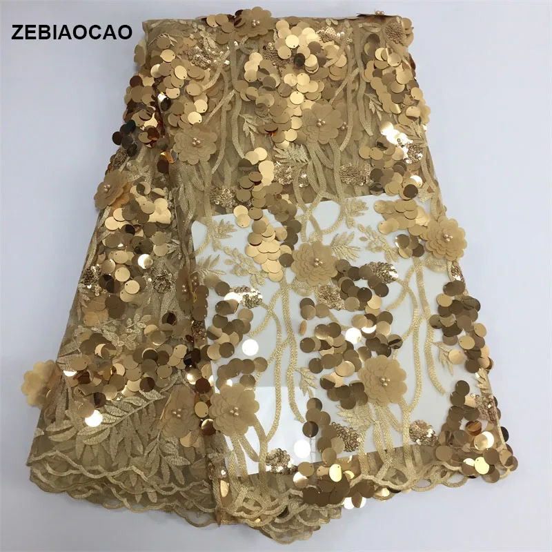 gold Последний дизайн кружевной ткани с блестками для свадьбы африканская французская кружевная ткань высокого качества, кружевная ткань с блестками 1 ярд - Цвет: gold