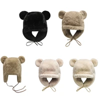 casual bear ear hat plush children lei feng hat all match coldproof for winter l5yb