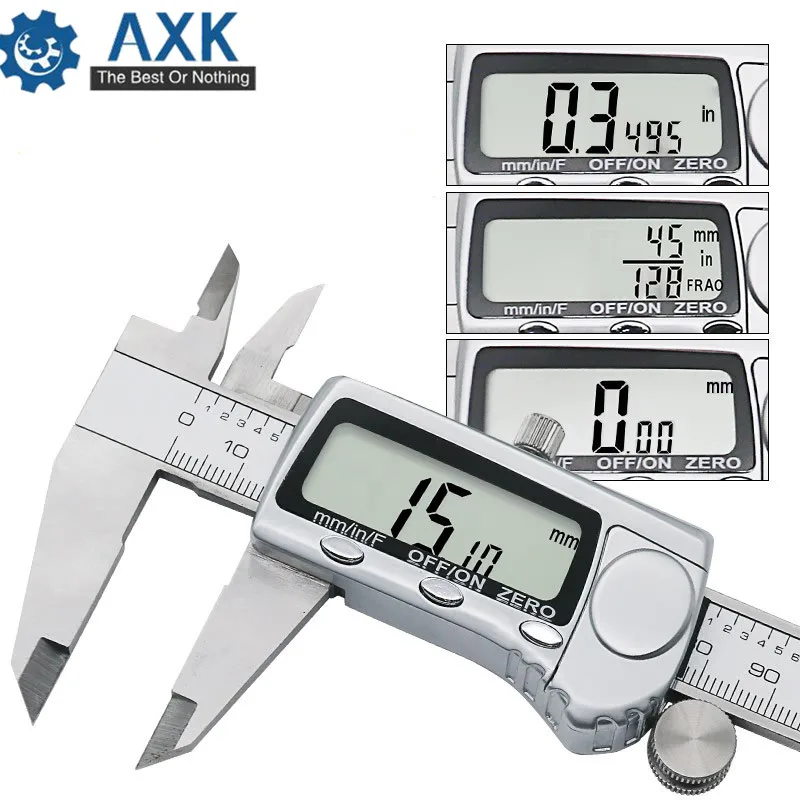 Электронный цифровой штангенциркуль дюйма метрические фракции преобразования 0