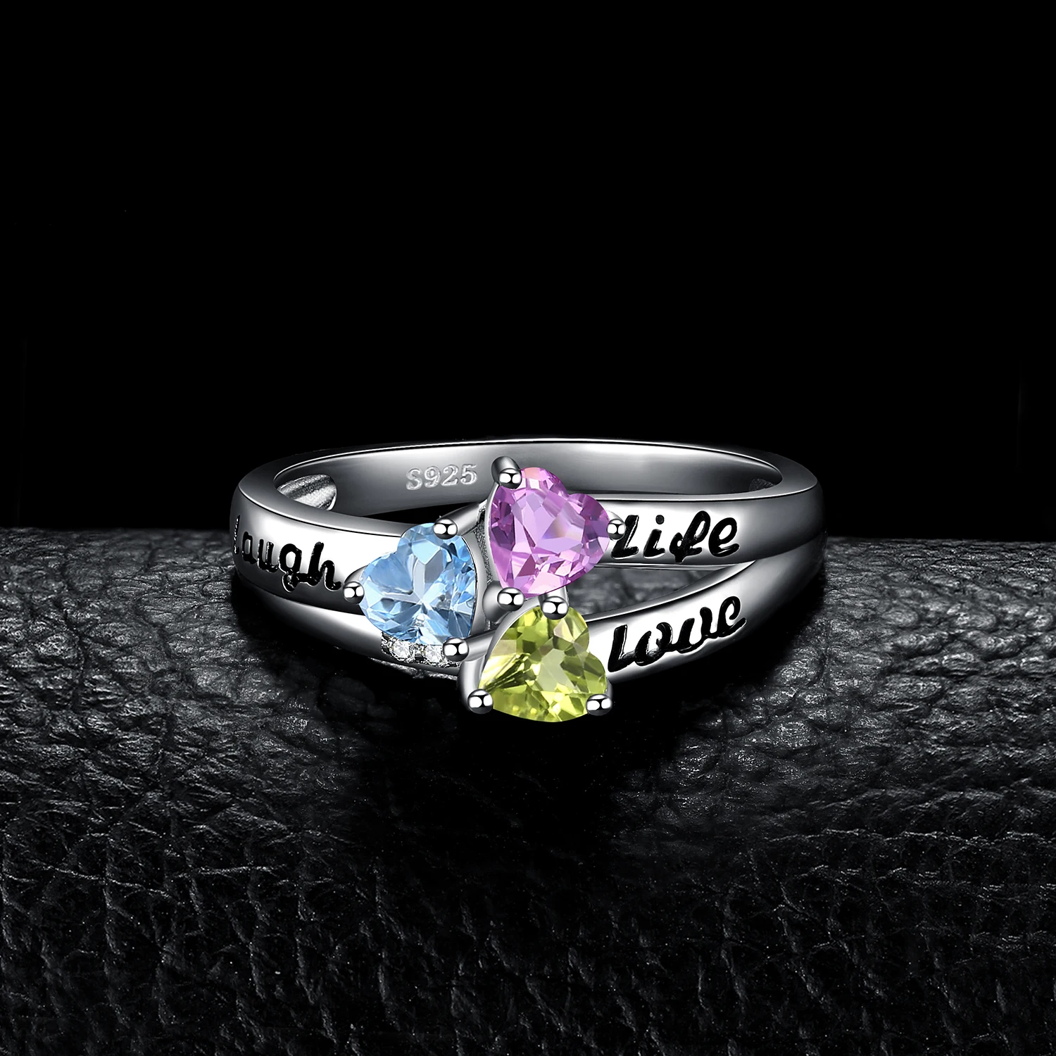 JewelryPalace жизнь любовь смех сердце вырезать из натуральной аметист, Хризолит голубой топаз Promise Ring 925 пробы серебро