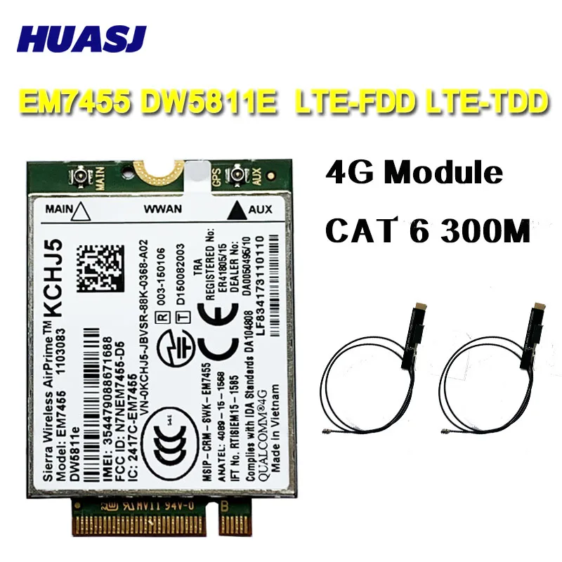 Плата WLAN Huasj EM7455 DW5811E FDD/TDD LTE CAT6 4G модуль Gobi6000 для E7270 E7470 E7370 E5570 E5470|3G модемы| |