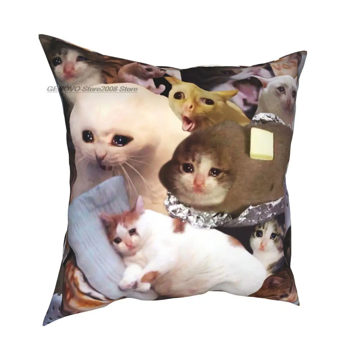 

Weinen Katze Memes Tier Pet Kissenbezug Druck Polyester Kissen Abdeckung Dekorative Kissen Fall Abdeckung Hause Platz 45*45cm