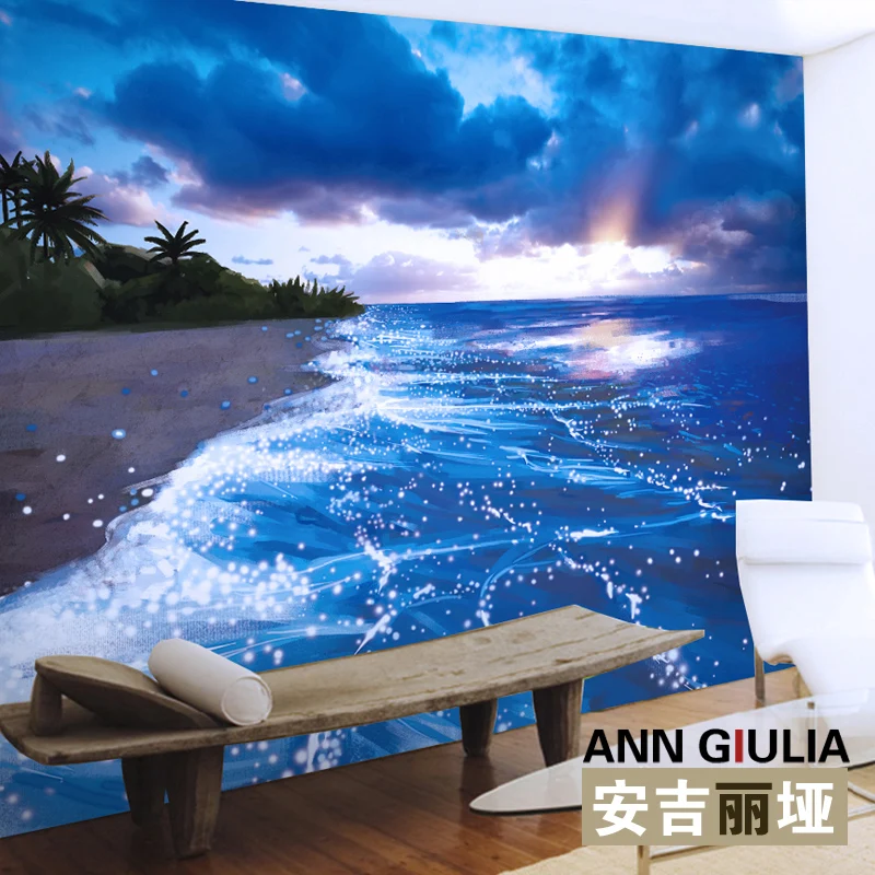 Синие флуоресцентные обои для спальни гостиной фона телевизора романтическая