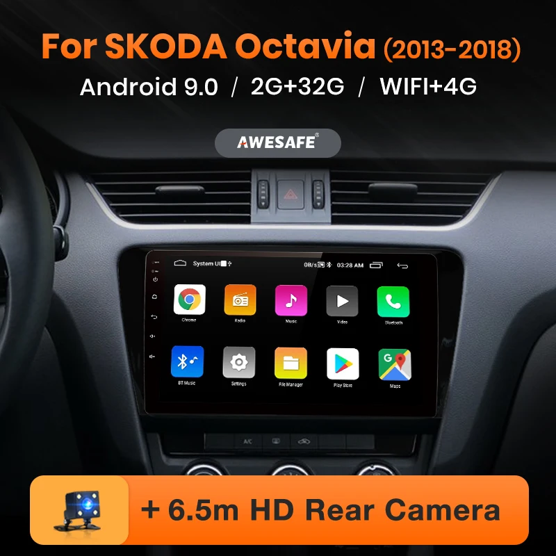 AWESAFE PX9 для SKODA Octavia 2013 2014 2015 2016 2018 A7 Автомобильный мультимедийный видео плеер GPS No 2