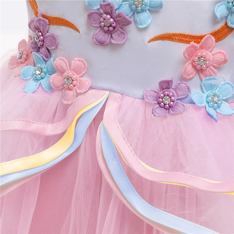 Платье для девочек длинное платье с единорогом повязка на голову детские платья