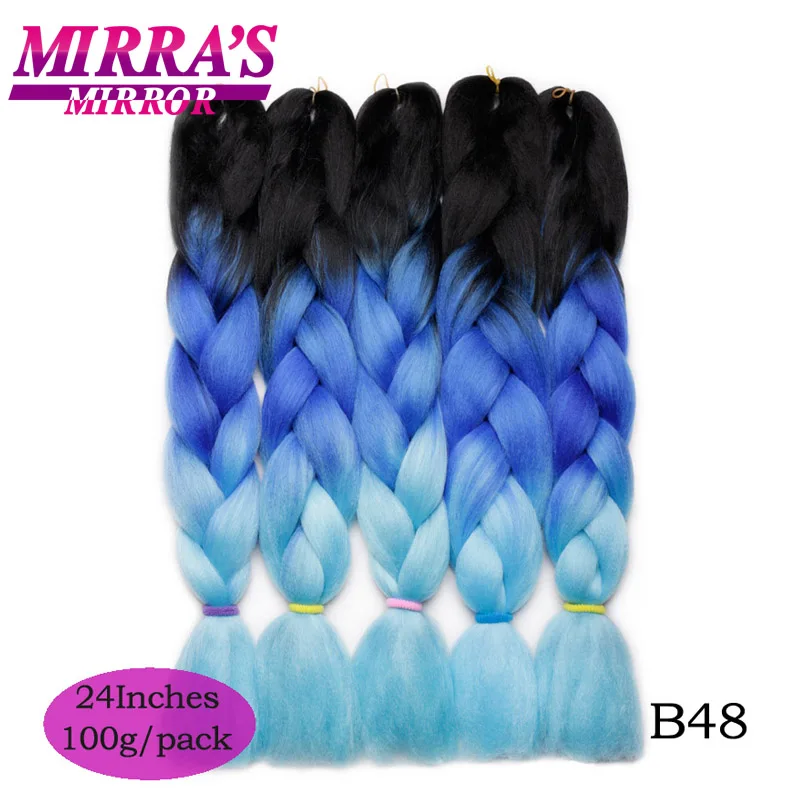 Mirra's Mirror 5 шт., 3 тона, Омбре, огромные косички, волосы для плетения, коричневые синтетические волосы для наращивания, Омбре, вязанные крючком волосы, 24 дюйма, 100 г