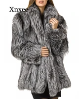 oversize faux fur coat women celebrity evening nightclub party faux fox elegant plus warm fur luxury thick teddy long coat gray