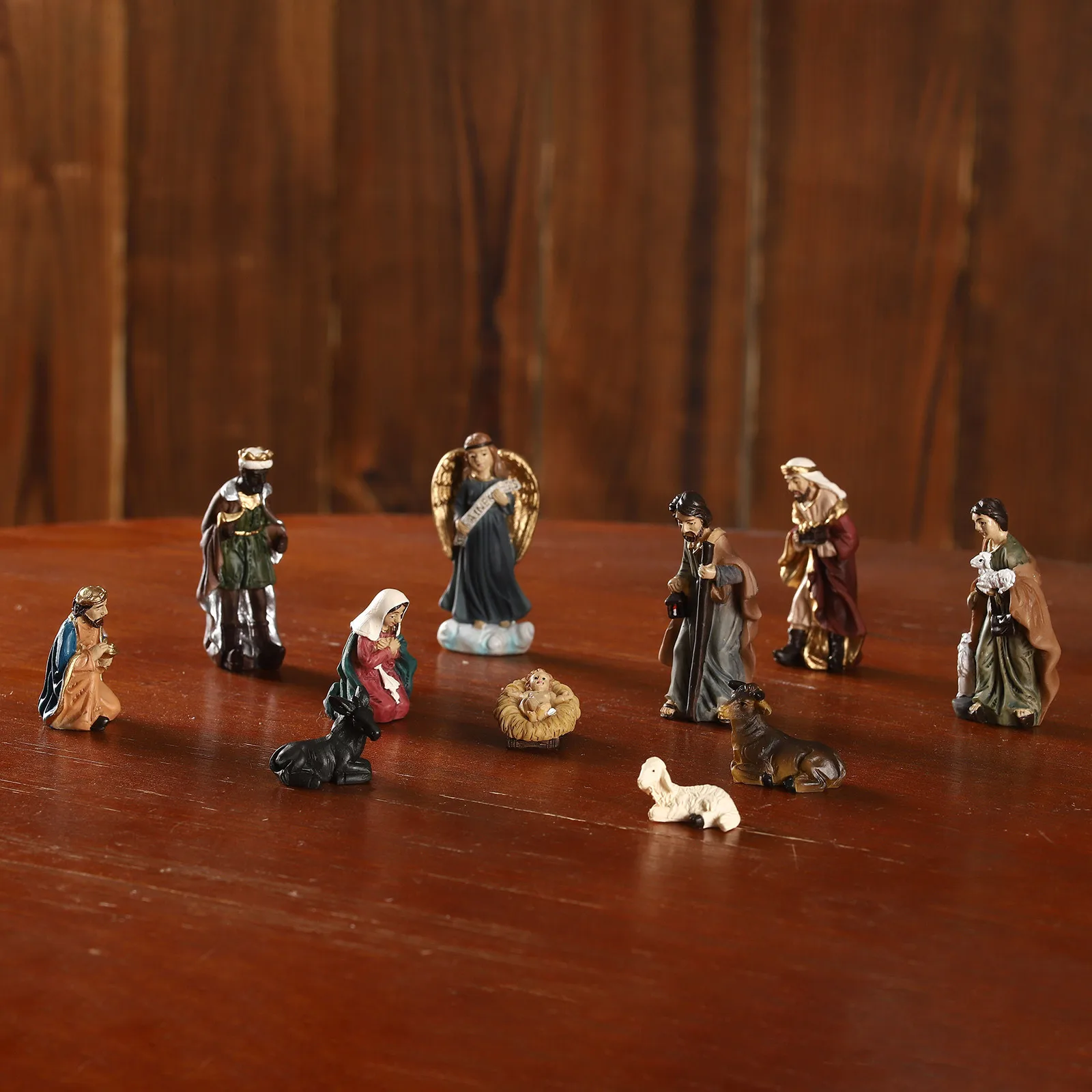 

12PCS Christ Birth Jesus Ornament Gifts Nativity Miniature Scene Crafts Resin Christmas Manger Decor Catholic Desktop Figurines
