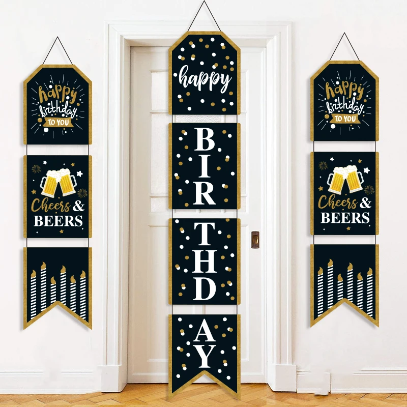 

1.4M/4.5Ft Birthday Outdoor Decoration Porch Sign Cheers Hanging Banner For Home Office Front Door Happy Birthday Party Supplies