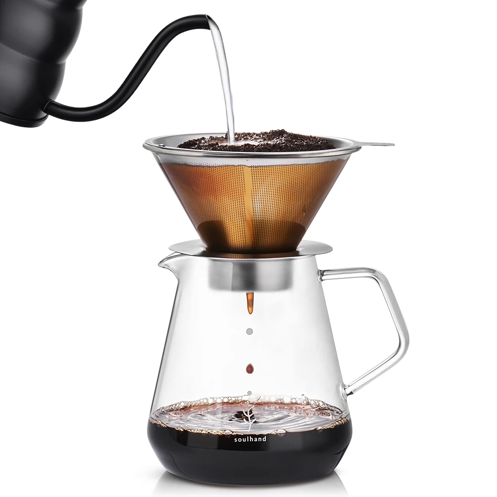 800 мл Стекло Кофе чайник Cafetera заварник залить горячий горшок Воронка-дриппер для