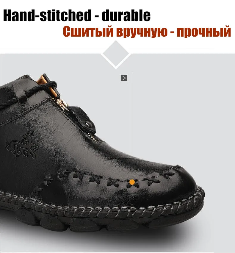 ZUNYU/Новые осенние кожаные мужские ботинки зимние высокие мужские повседневные Ботильоны удобные мужские зимние ботинки рабочая обувь, большие размеры 38-48