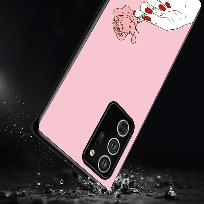 

Cartoon Red Nails Girl Hand For Samsung S20 FE Ultra Plus A91 A81 A71 A42 A51 5G UW A41 A31 A21 A21S A11 A01 Black Phone Case
