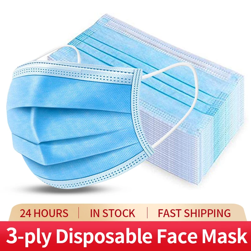 Одноразовая Защитная маска 50 шт. 3 слойный Нетканый фильтр пылезащитный