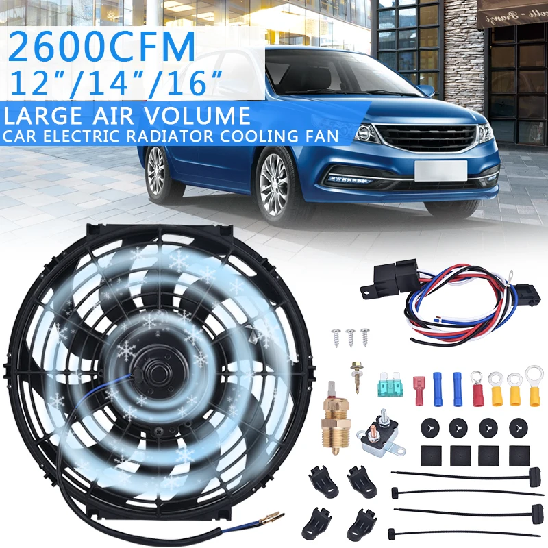 SPEEDWOW 2600CFM Автомобильная фотолампа 12 дюймов 14 16 вентилятор охлаждения радиатора
