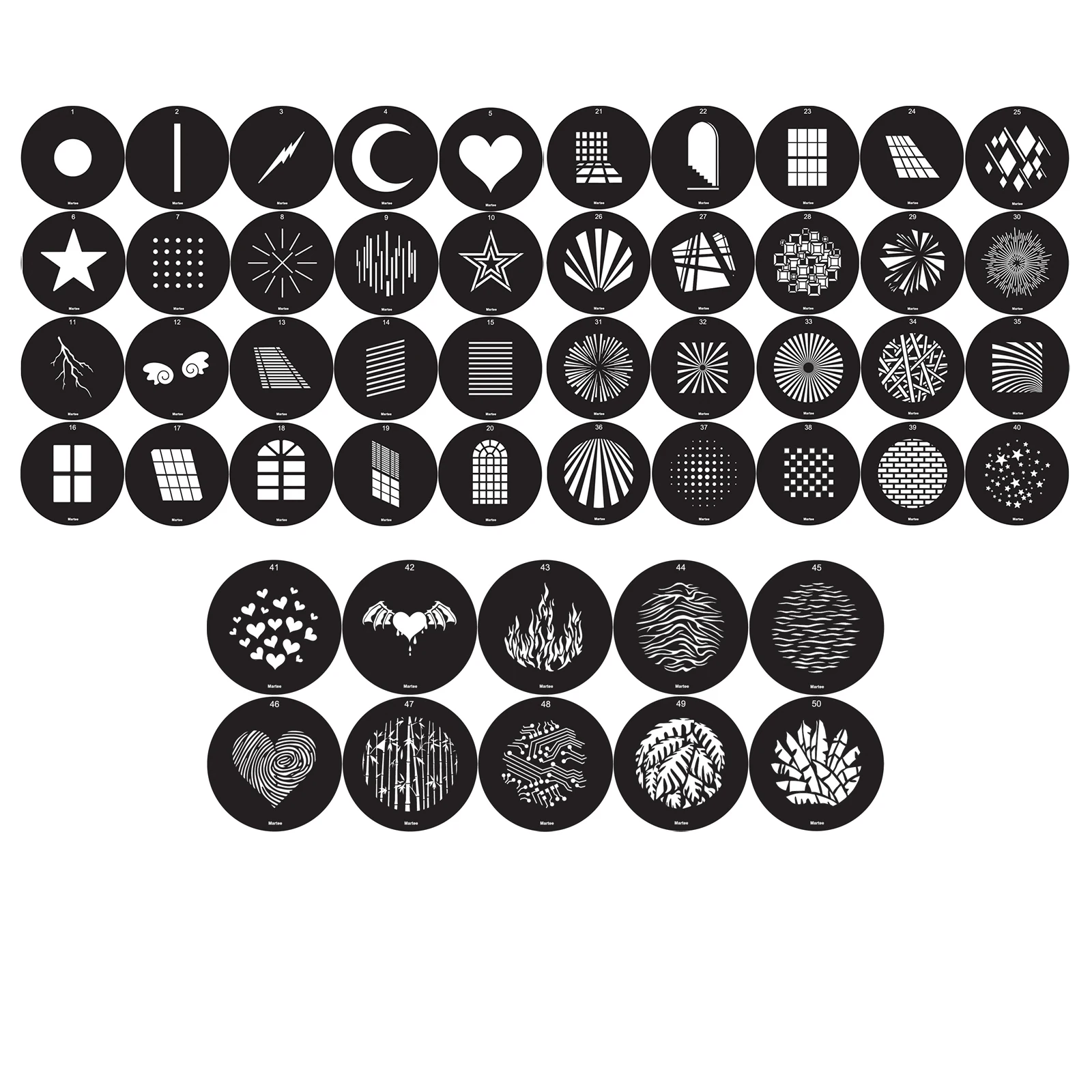 50 шт. 66 мм 2022 новые наборы Gobo маски вставки для Godox SA-09 001 002 003 004 S30 S60 SL150II VL150 VL200 Bowens Mount светильник