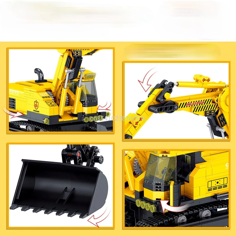 

Construction Vehicle Toy Building Block Excavator Road Roller Dump Truck Children's Educational Assembling Building Block Toy