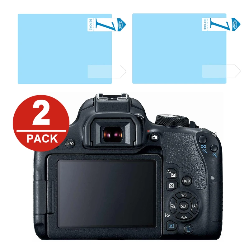 2х Защитная пленка для ЖК экрана Canon EOS 6D 70D 77D 80D 90D 600D 650D 700D 750D 760D 800D 9000D 1200D 1300D 1500D 2000D
