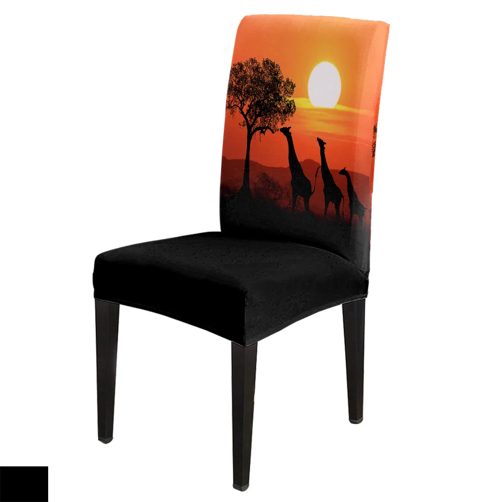 

Giraffe Sunset Sky Office Chair Cover Spandex Chair Cover Elastic Printing Home Hotel Wedding Dining Chair Covers