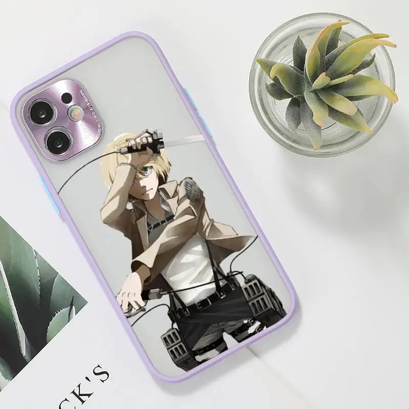 

Armin Arlert Attack on Titan Phone Case For iPhone 12 11 Mini Pro XR XS Max 7 8 Plus X Matte transparent Purple Back Cover