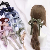 lolita large streamer ribbon handmade bow knot headdress hair accessories hair clip solid color hair ring small fresh daily head