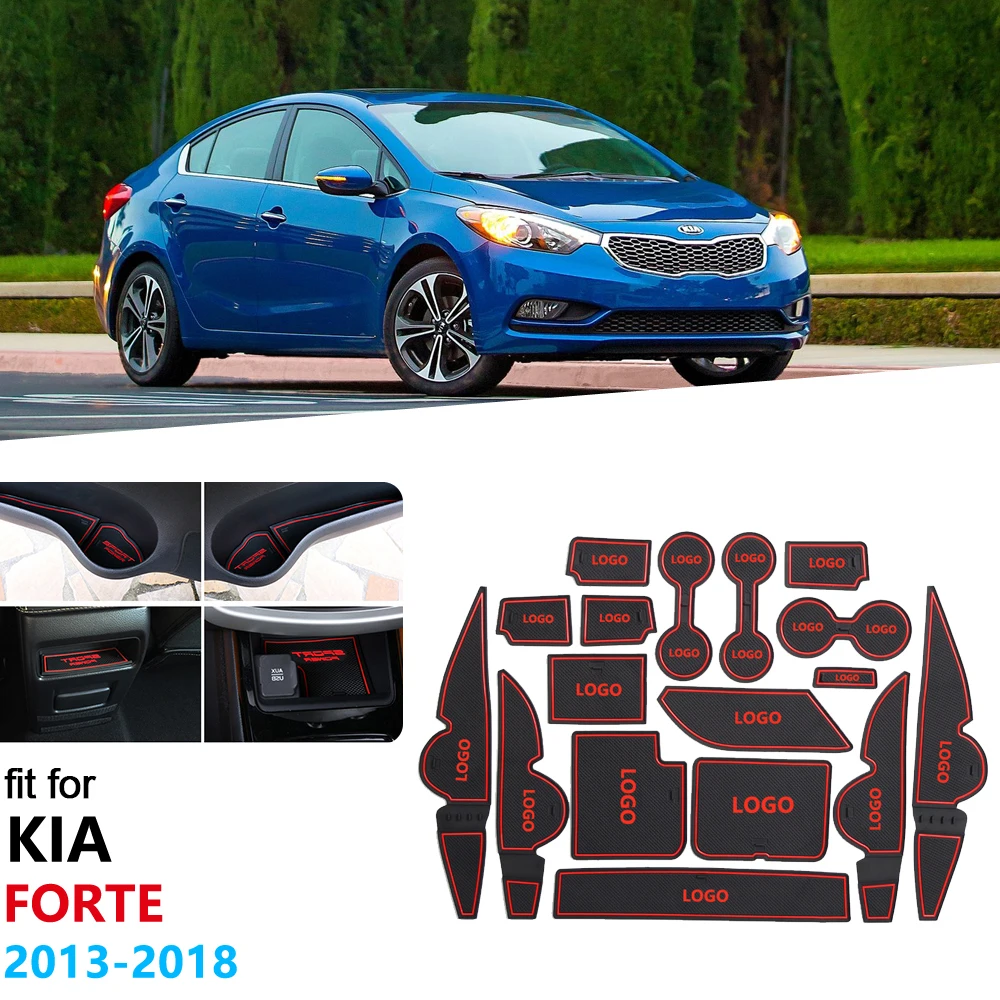 Противоскользящий резиновый коврик с прорезиненными воротами для KIA Forte YD 2013 2014