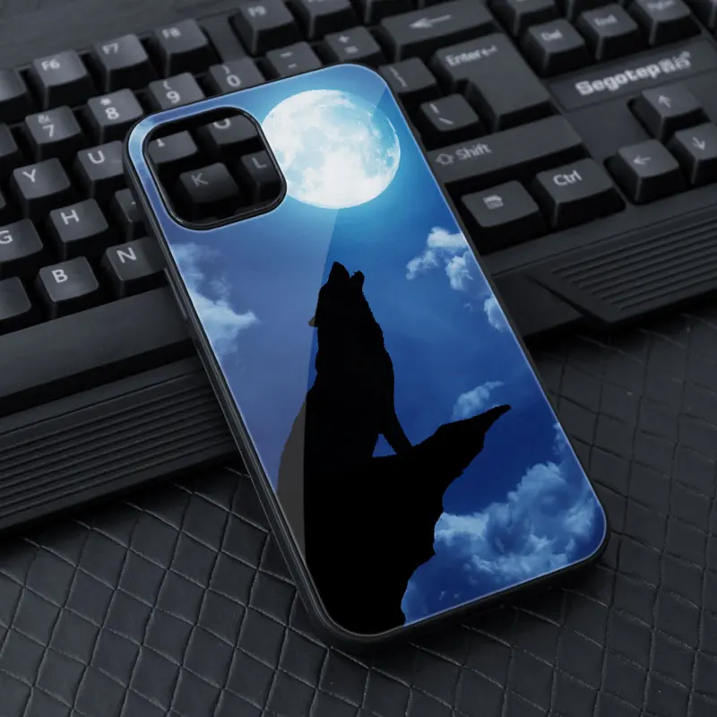 Чехлы для телефонов с волком чехлы Apple iPhone 12 11 Pro Max Mini Full Moon Night крутой
