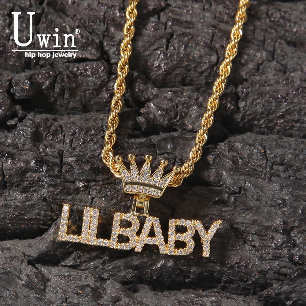 Ожерелье с именем Uwin мини-буква короной индивидуальное ожерелье кубическим
