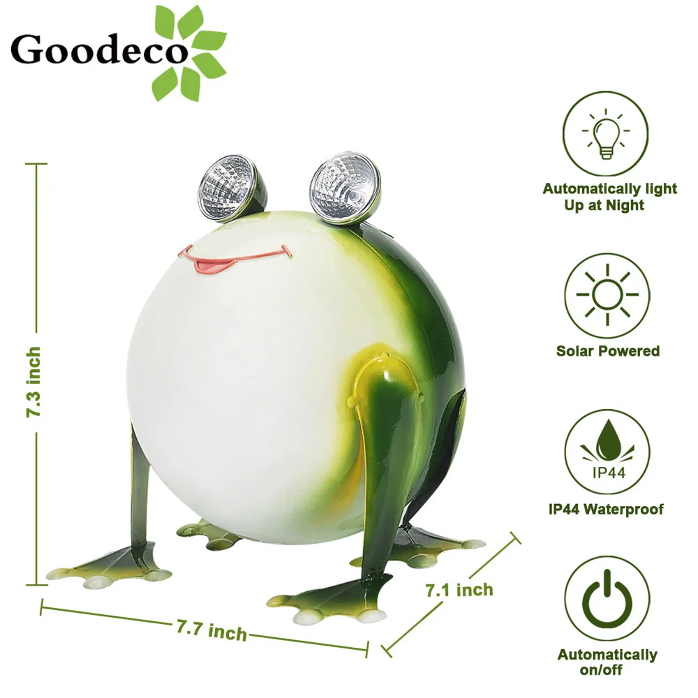 Goodeco Metal Frog Garden Statue Decor With Solar Lights Froggy Figurine Outdoor Decoration Jardin Yard Patio Lawn Home Ornament | Дом и сад