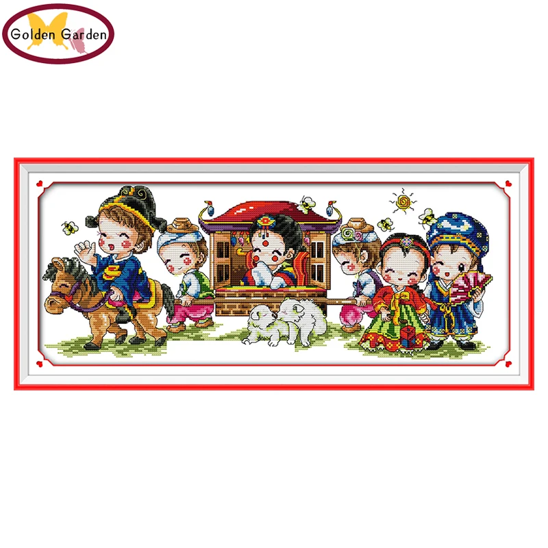 

GG Marry Counted or Stamped Cross Stitch Pattern 11CT14CT DIY Kits Needlework Embroidery Cartoon Cross Stitch Sets for Kids