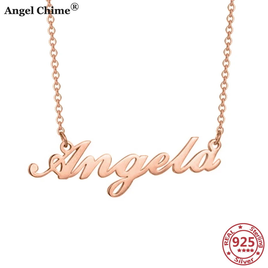 

Angel Chime Customize Name Necklace 925 Sterling Silver DIY Name Necklace Pendant Personalize Letter Necklace Mom's Gift Jewelry