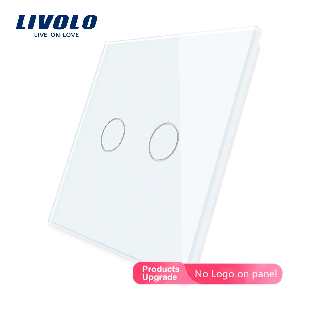 

Livolo Luxury White Pearl Crystal Glass, EU standard, Single Glass Panel For 2 Gang Wall Touch Switch,VL-C7-C2-11 (7 Colors)