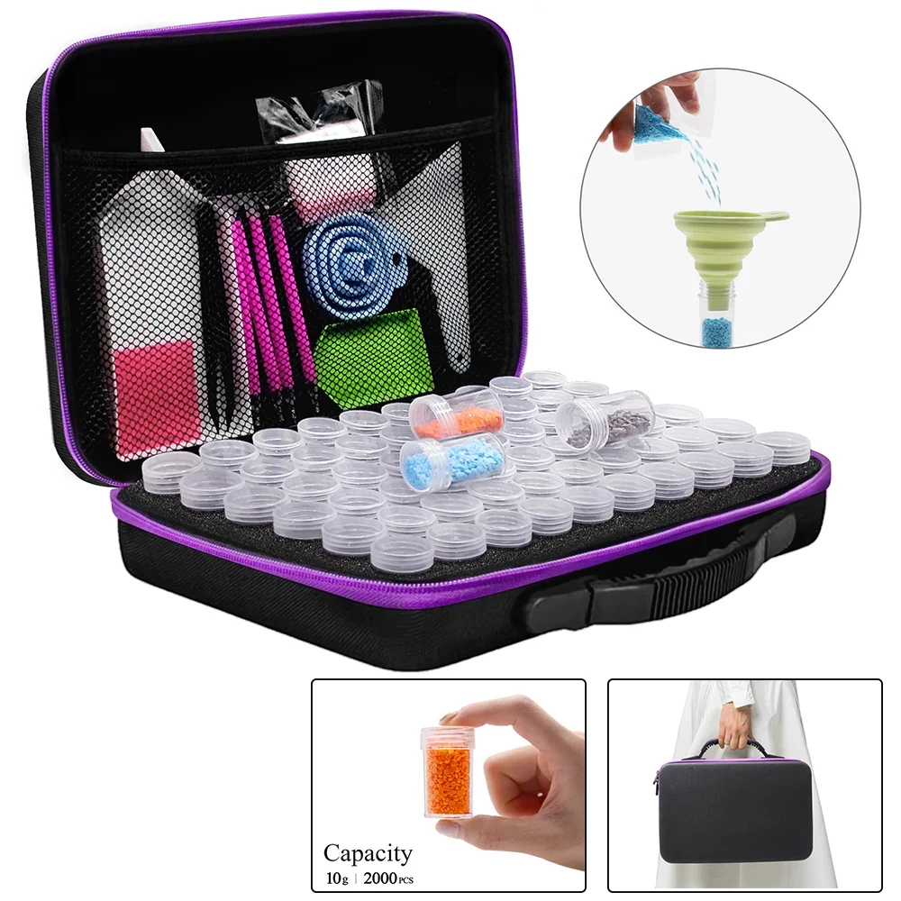 

ARMYQZ 5D DIY Diamond Painting Storage Box Kits 30/60 Grids with Diamond Paint Accessories Kits Tools for Diamond Embroidery