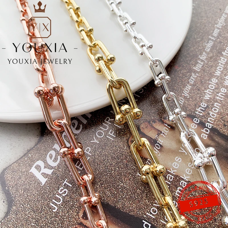 

1:1 925 Silver Necklace High Quality Customized Fashion Trend Five-color Heart-shaped Bead Necklace Couple Gift With Logo Jewelr