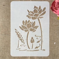 29cm a4 lotus flower pond diy layering stencils wall painting scrapbook coloring embossing album decorative template