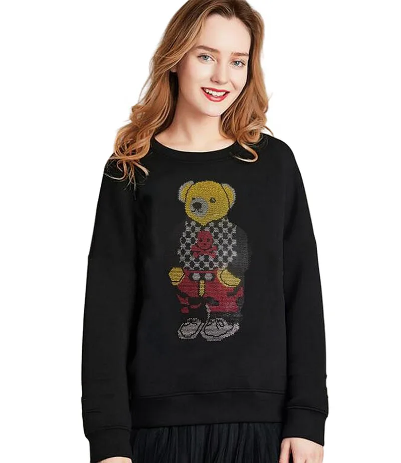 

Anime Lovely Hot drill women Sweatshirts Cartoon Bear winter Oversized 3XL hoodies female Top quality