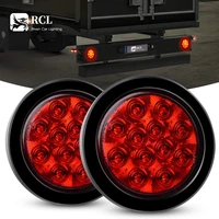 trailer tail lights 2pcs round red led wsurface mount grommet plugs ip67 stop brake turn tail lights for truck trailer rv jeep