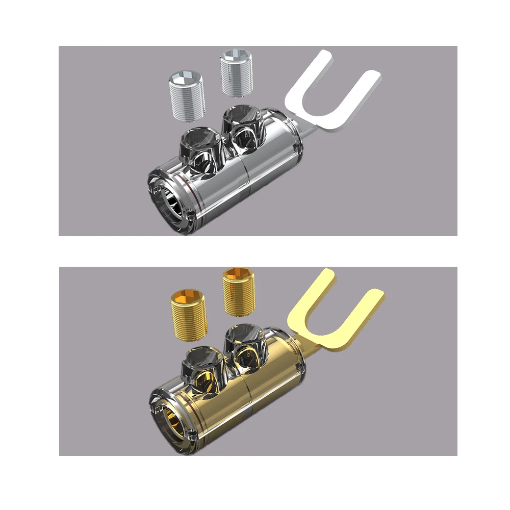 

Hot Sell Audiocrast B554R Rhodium Plated Plug Conenctor Fork plug Spade Speaker Y Plugs Audio Screw Fork Connectors High Clear