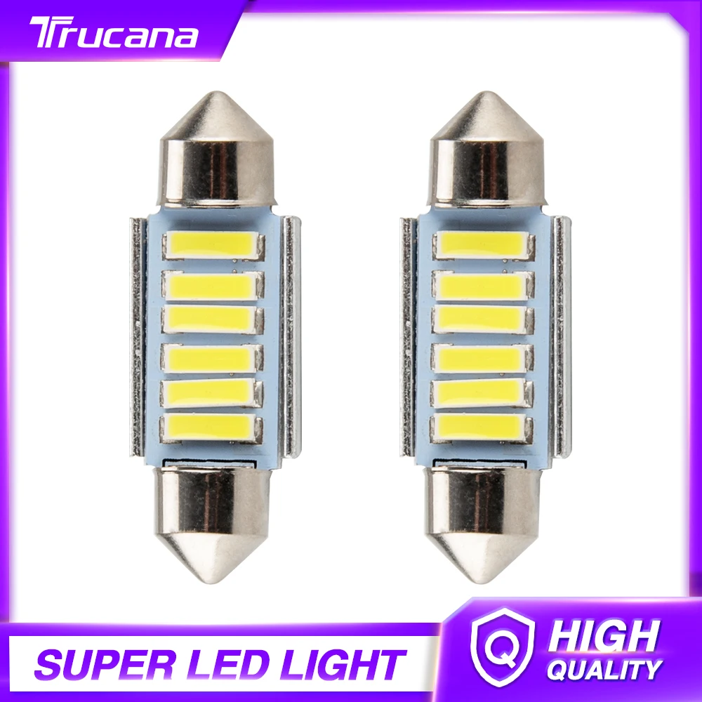 

Trucana 2pcs Festoon 36mm LED Bulb Canbus Car Dome Light C5W C10W LED 6SMD No error 6500K White Auto Interior Reading Dome Lamp