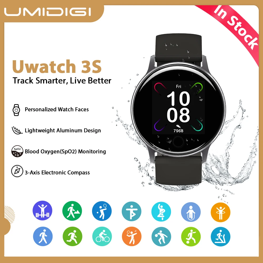 Умные часы UMIDIGI Uwatch 3S 1,3 дюйма, фитнес-трекер, пульсометр,  мониторинг сна, спортивные Смарт-часы для мужчин и женщин | Электроника |  АлиЭкспресс