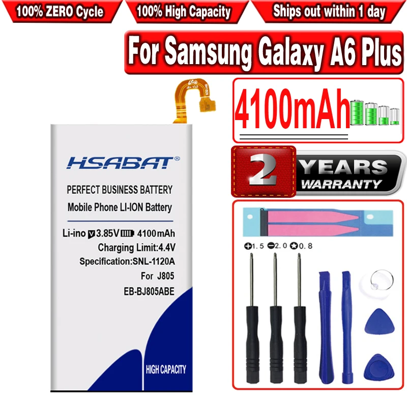 HSABAT 4100mAh EB BJ805ABE батарея для Samsung Galaxy A6 Plus + SM A605F A605G A6050 A605K A605FN A605GN|Аккумуляторы